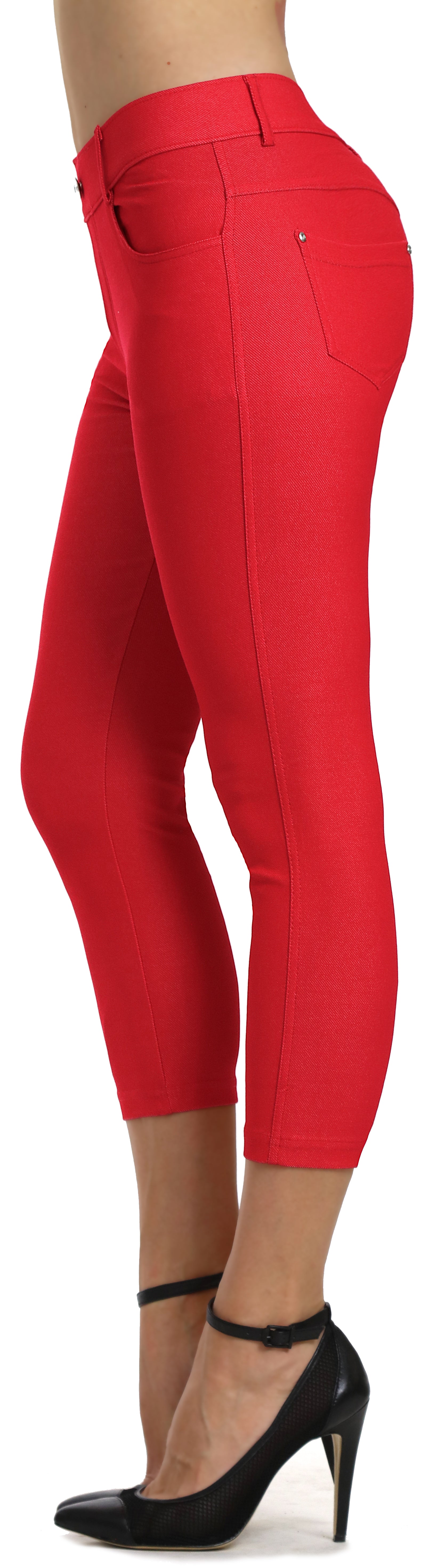 Time and Tru Women's Capri Jeggings X-Small (0-2) Coral Red NWT